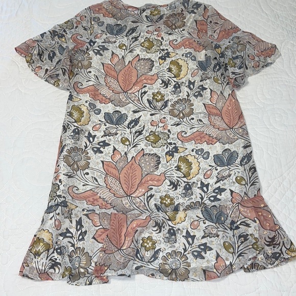 LOFT Floral Gold Shimmer Dress size petite small - Picture 4 of 5